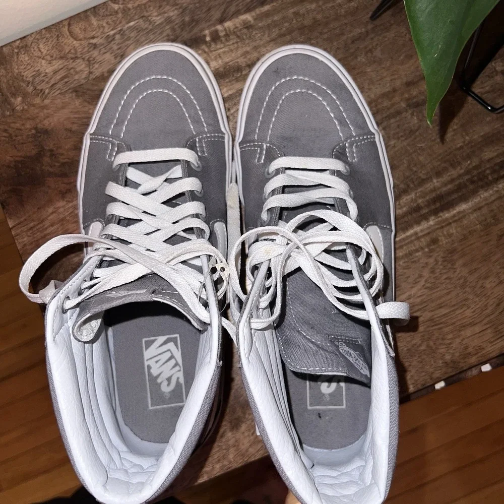 Vans Gray and White Sk8-Hi High-Top Sneakers